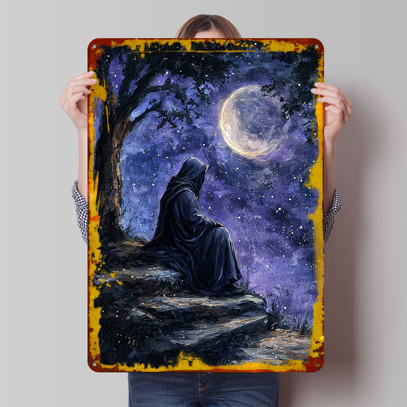 Custom Night Sky - Металлическая табличка-постер «Наблюдатель за ночным небом»,
